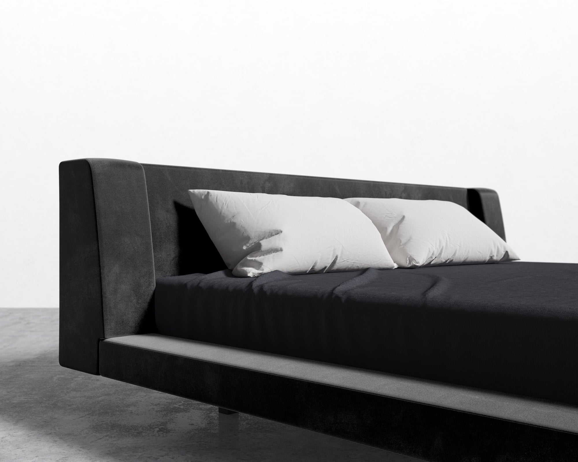 Harper Bed - King, Plush Velvet - Black
