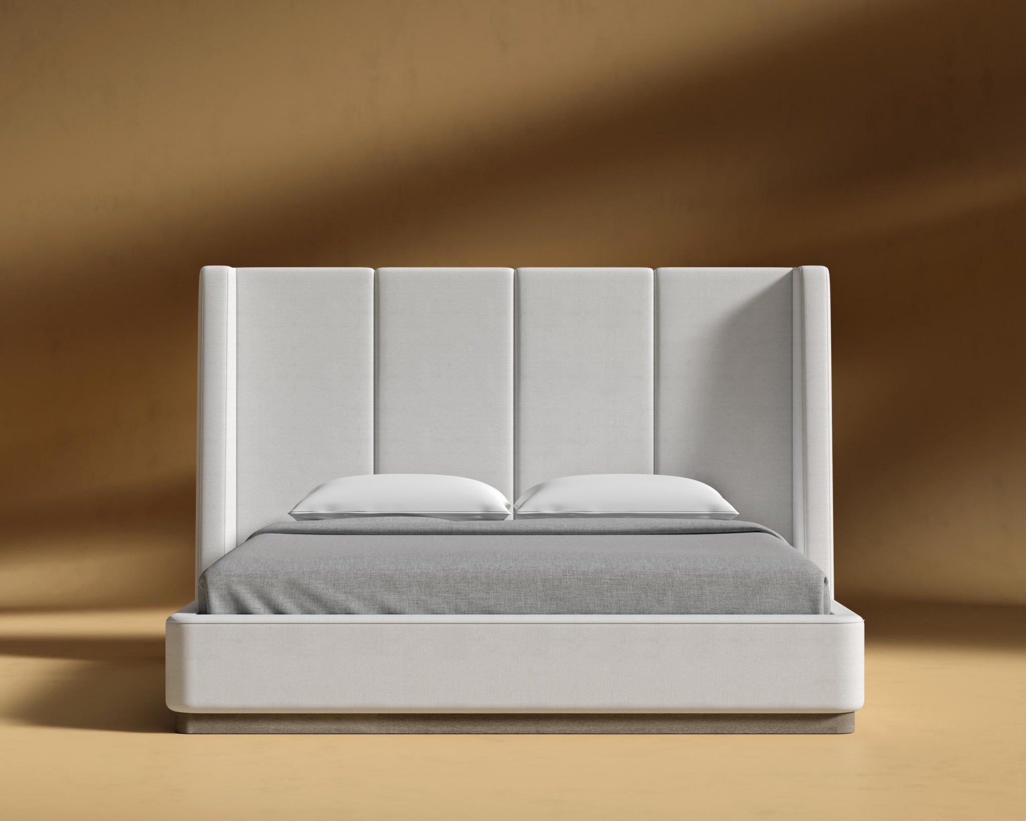 Hera Bed - King, Grey Oak Veneer, Performance Linen - Swan