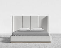 Hera Bed - King, Grey Oak Veneer, Performance Linen - Swan