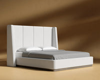 Hera Bed - King, Grey Oak Veneer, Performance Linen - Swan