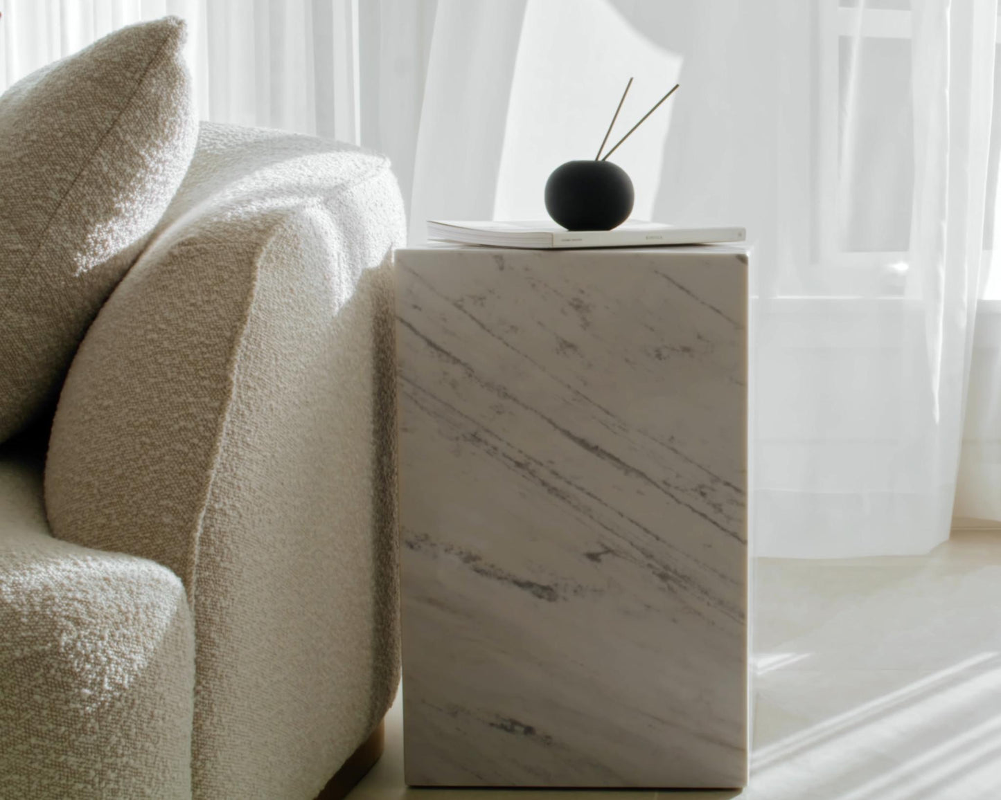 Liza Side Table - Marble - White Carrara Marble