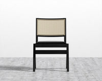 Javert Side Chair - Plush Velvet - Black, Ebony w/ Pale Cane