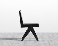 Javert Side Chair - Plush Velvet - Black, Ebony w/ Pale Cane