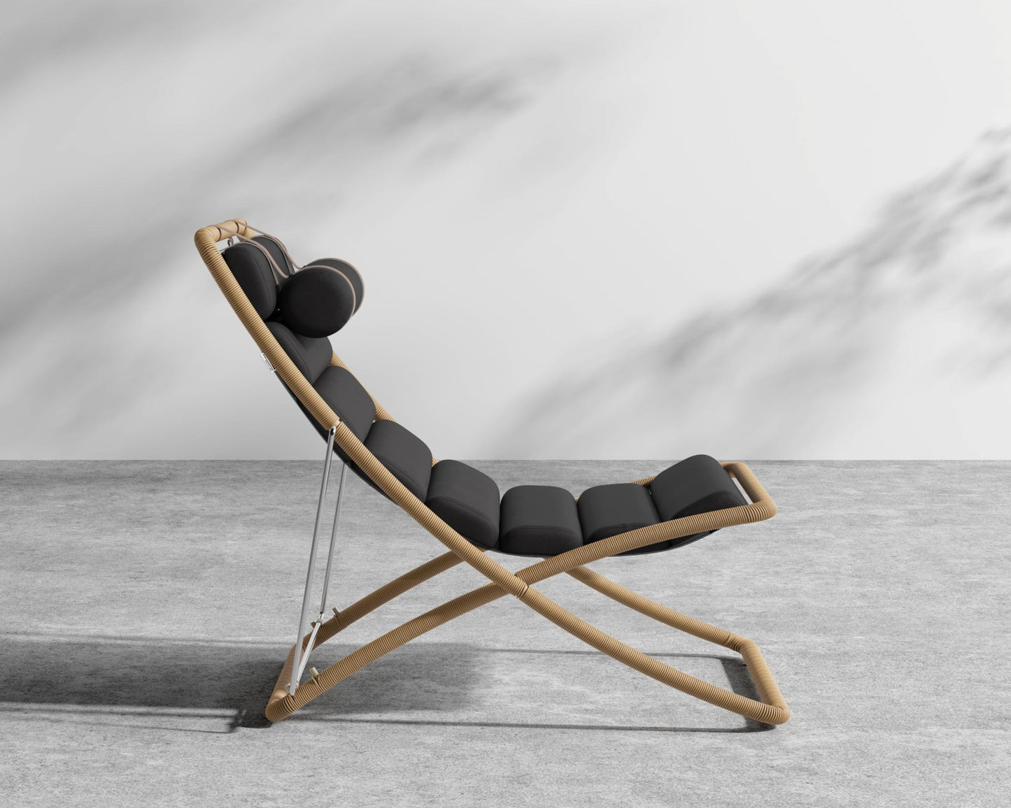 Jericho Sling Chair - Faux Tan Wicker, Outdoor Fabric - Arcadia