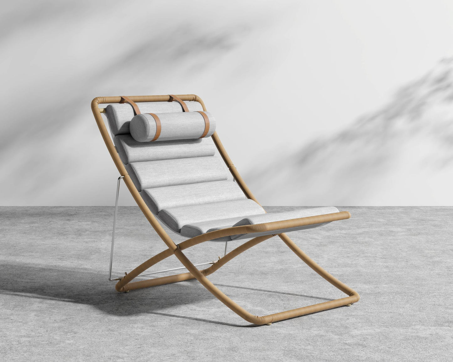 Jericho Sling Chair - Faux Tan Wicker, Outdoor Fabric - Encino