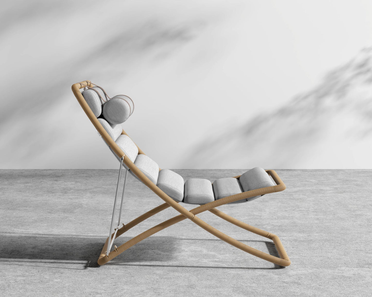 Jericho Sling Chair - Faux Tan Wicker, Outdoor Fabric - Encino