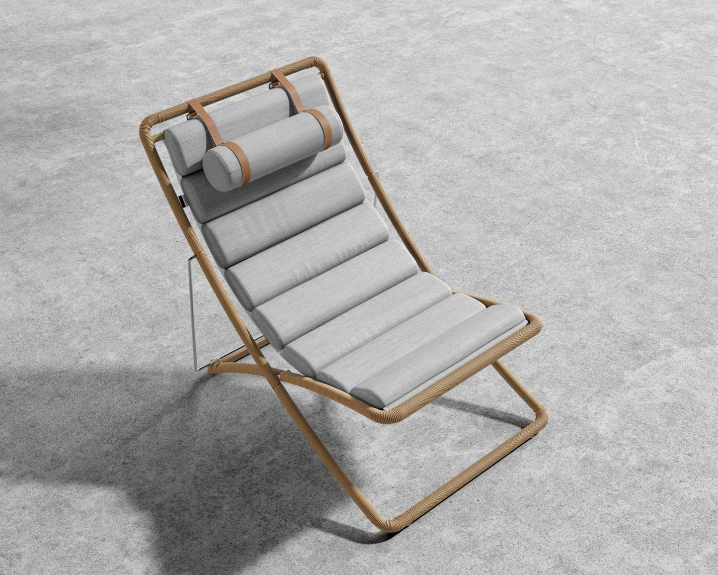 Jericho Sling Chair - Faux Tan Wicker, Outdoor Fabric - Encino