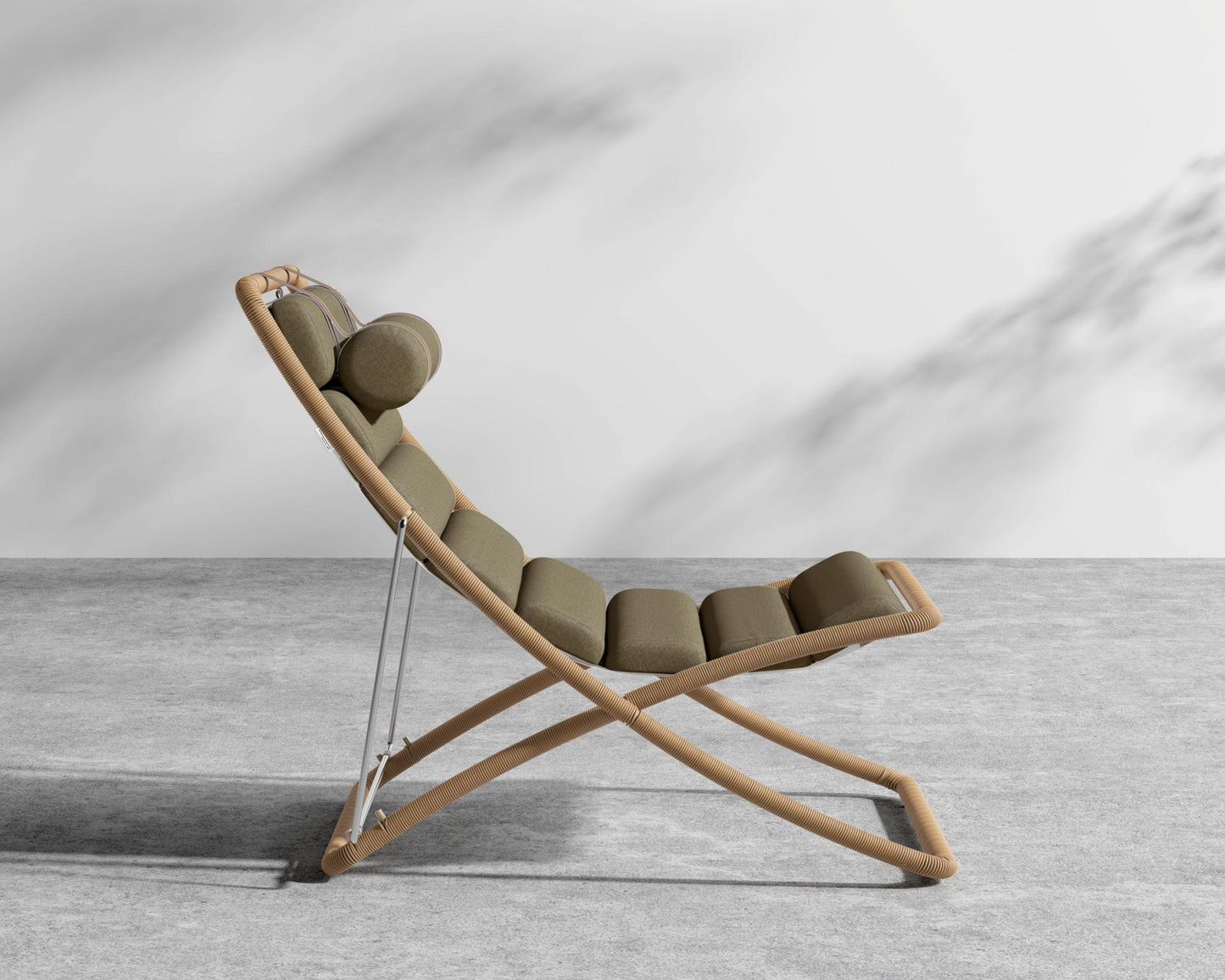 Jericho Sling Chair - Faux Tan Wicker, Outdoor Fabric - Fresco