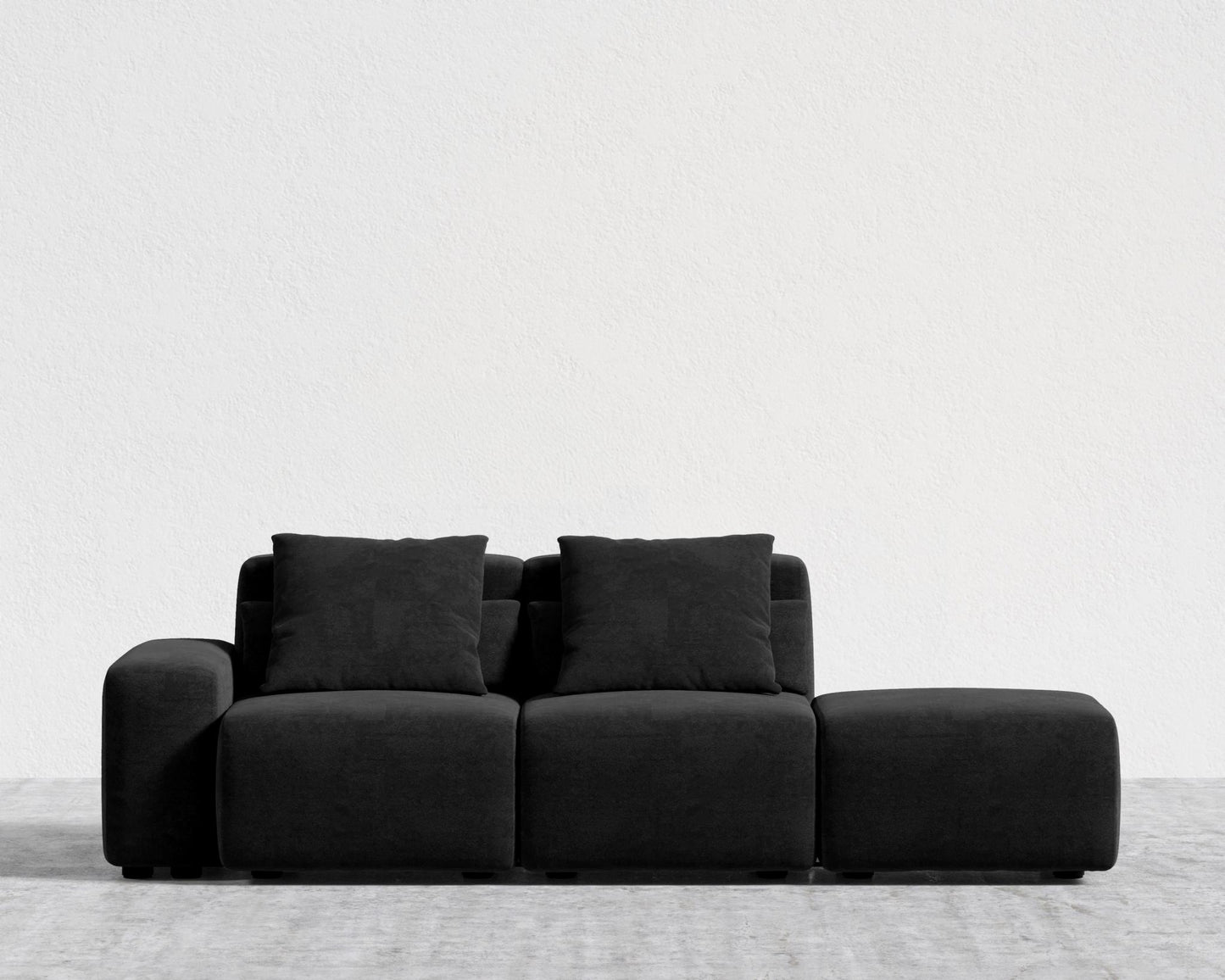 Kaye Open End Sofa S - Standard, Essential Cloud Weave - Obsidian
