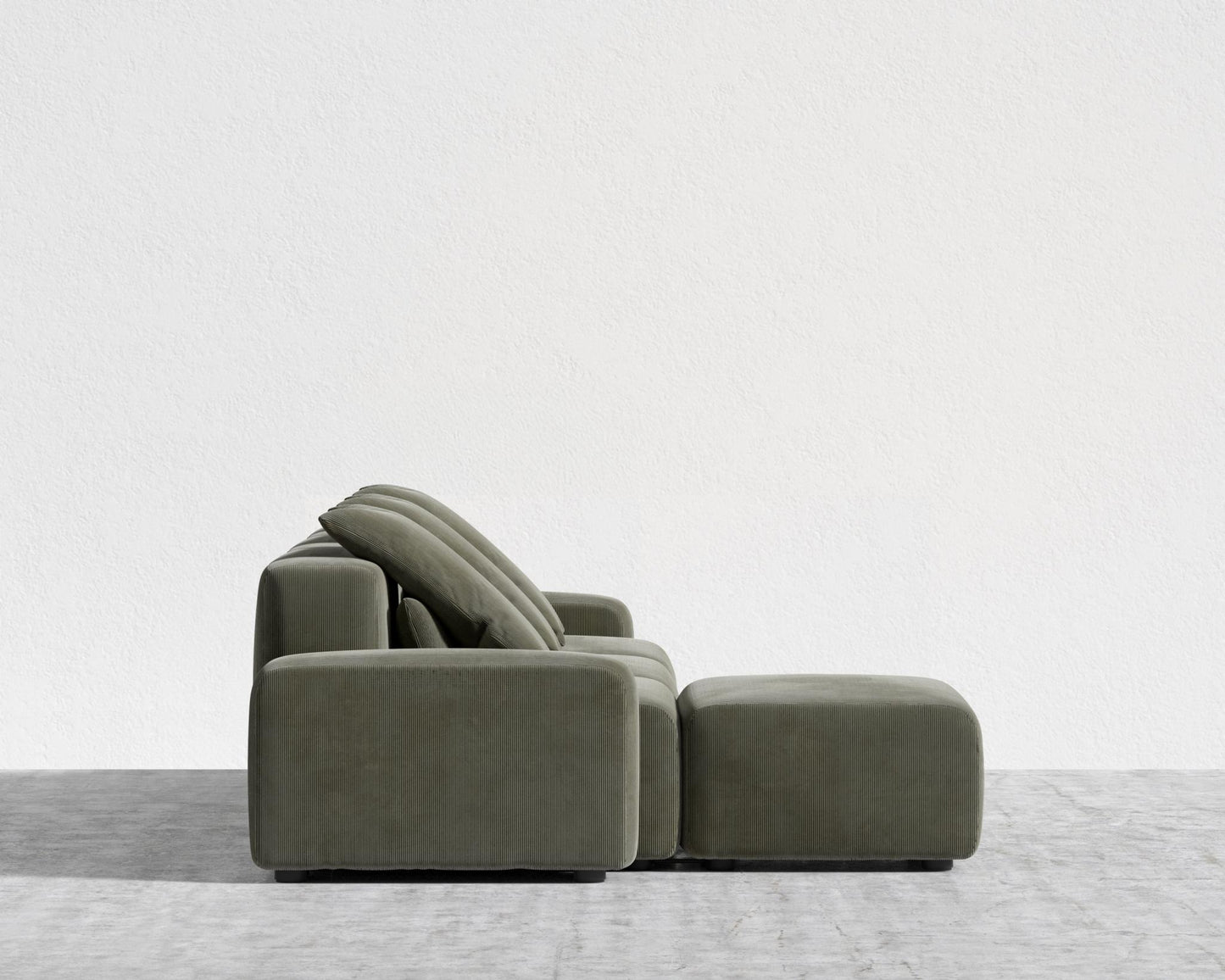 Kaye Sectional Sofa L - Large, Corduroy Velvet - Evergreen