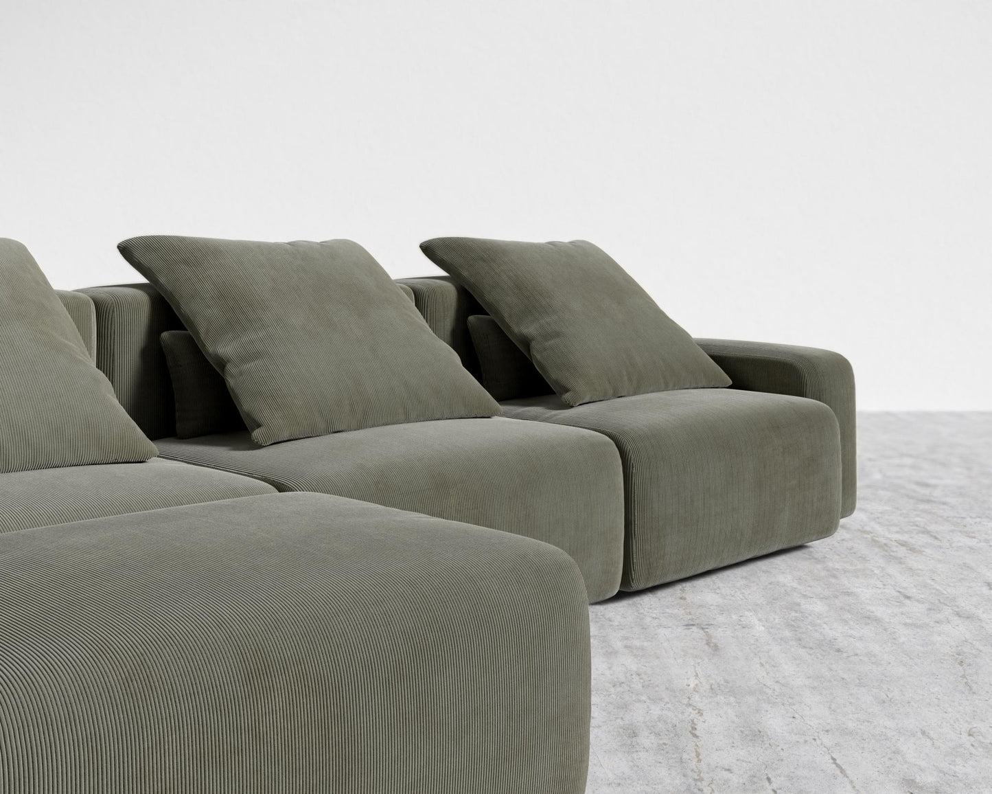 Kaye Sectional Sofa L - Large, Corduroy Velvet - Evergreen