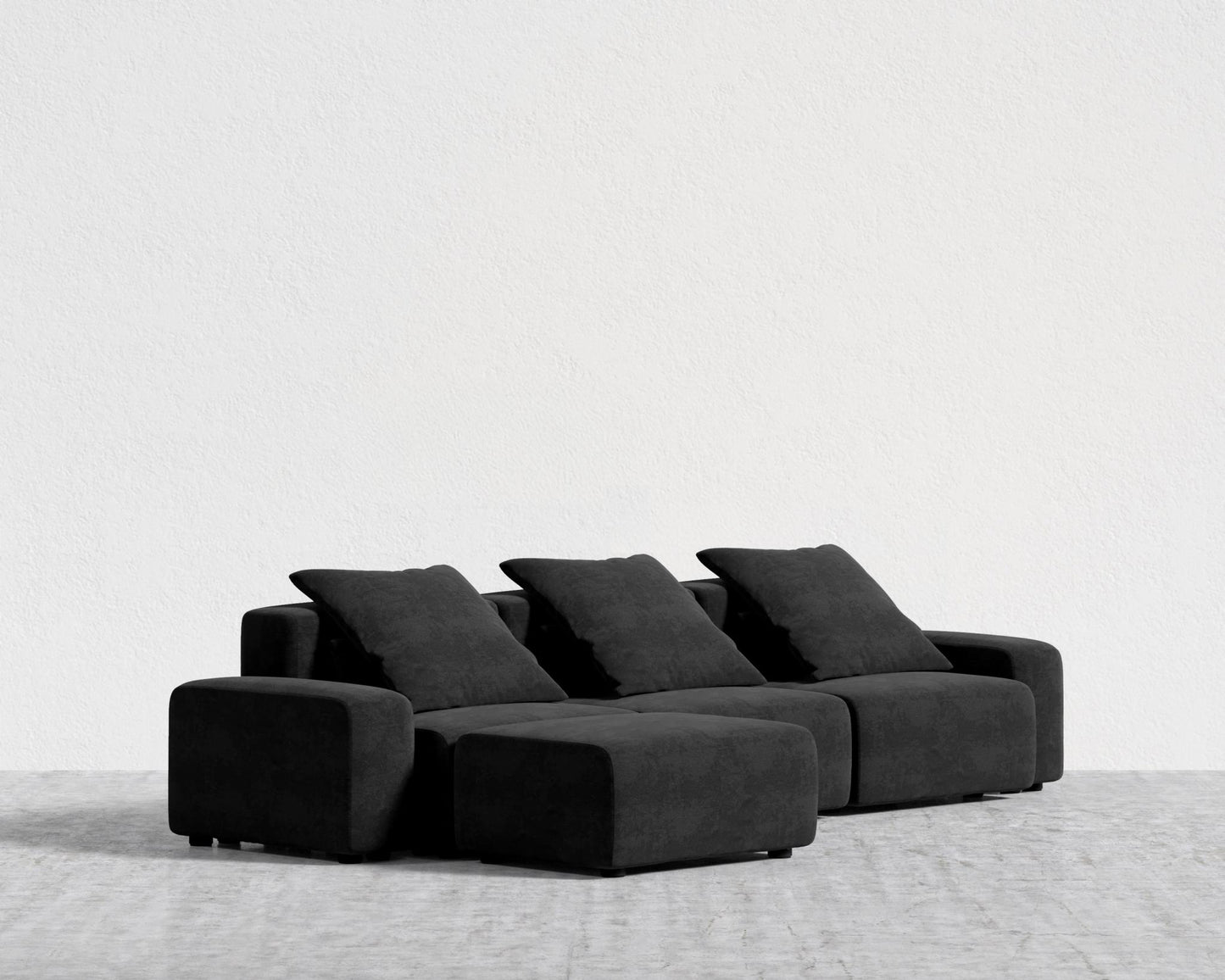 Kaye Sectional Sofa L - Large, Essential Cloud Weave - Obsidian
