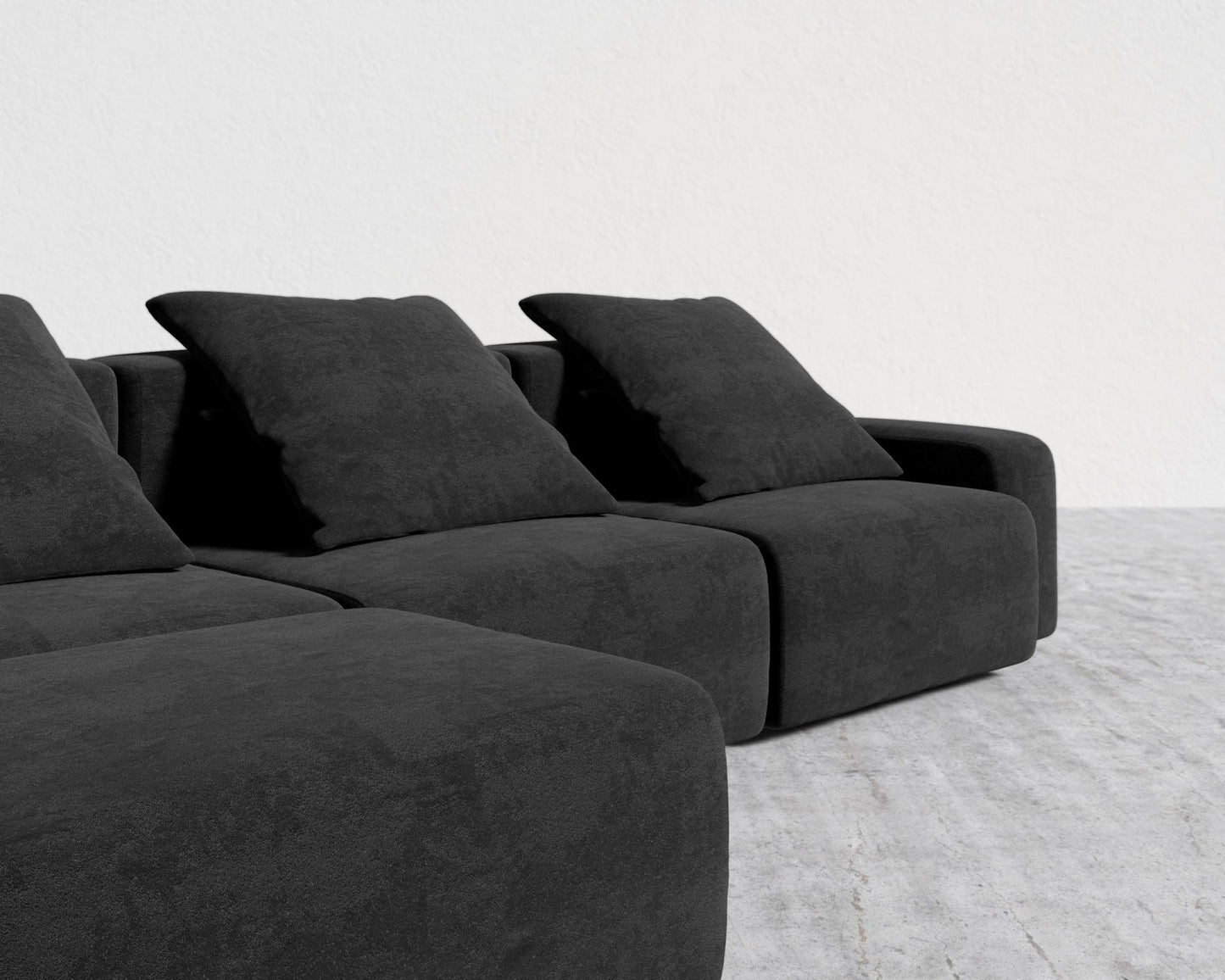Kaye Sectional Sofa L - Large, Essential Cloud Weave - Obsidian