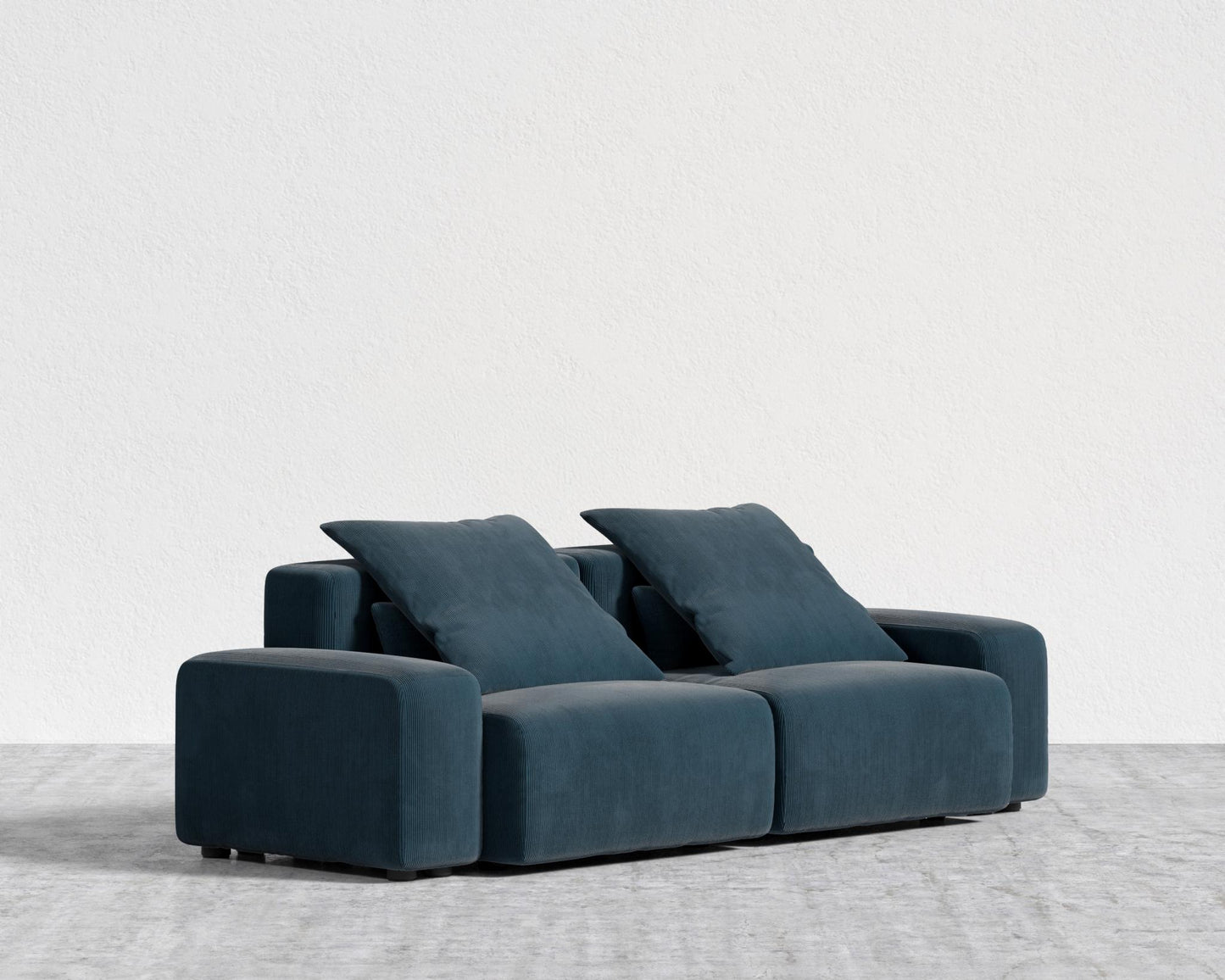 Kaye Sofa L - Large, Corduroy Velvet - Cadet Blue