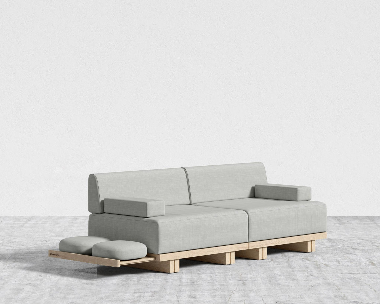 Kyoto Loveseat - Kyoto Truffle - Deep-cut, Performance Linen - Dove