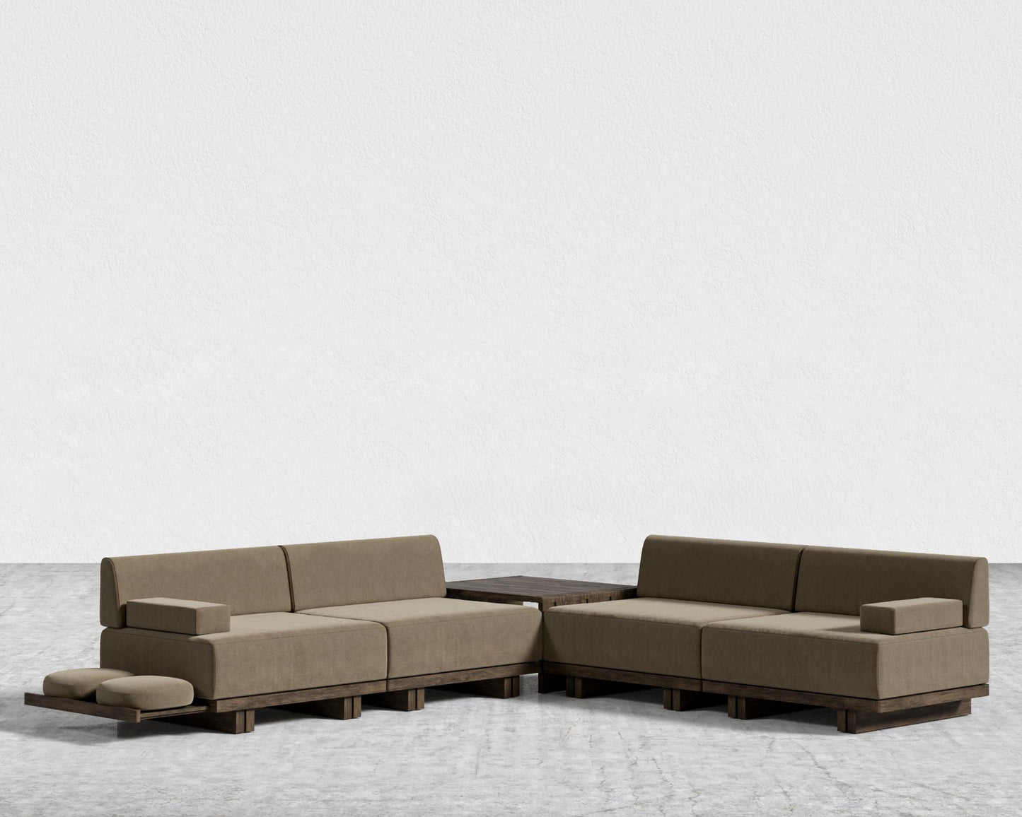 Kyoto L-Sectional - Kyoto Truffle - Deep-cut, Ombra Velvet - Smoky Brown