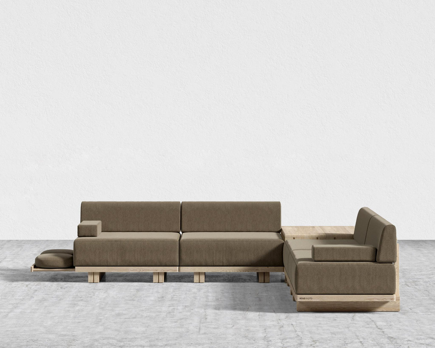 Kyoto L-Sectional - Kyoto Truffle - Deep-cut, Ombra Velvet - Smoky Brown
