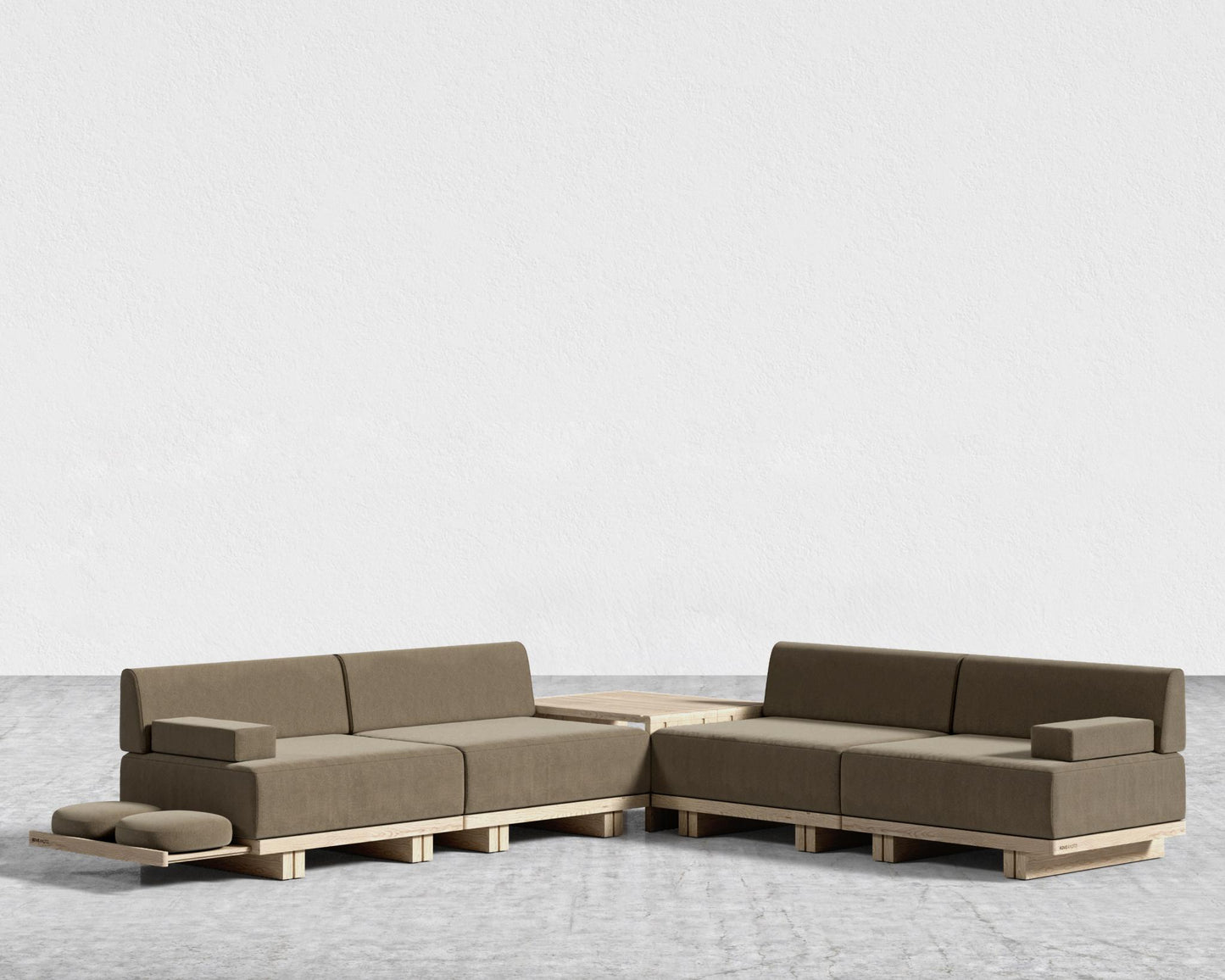 Kyoto L-Sectional - Kyoto Truffle - Deep-cut, Ombra Velvet - Smoky Brown