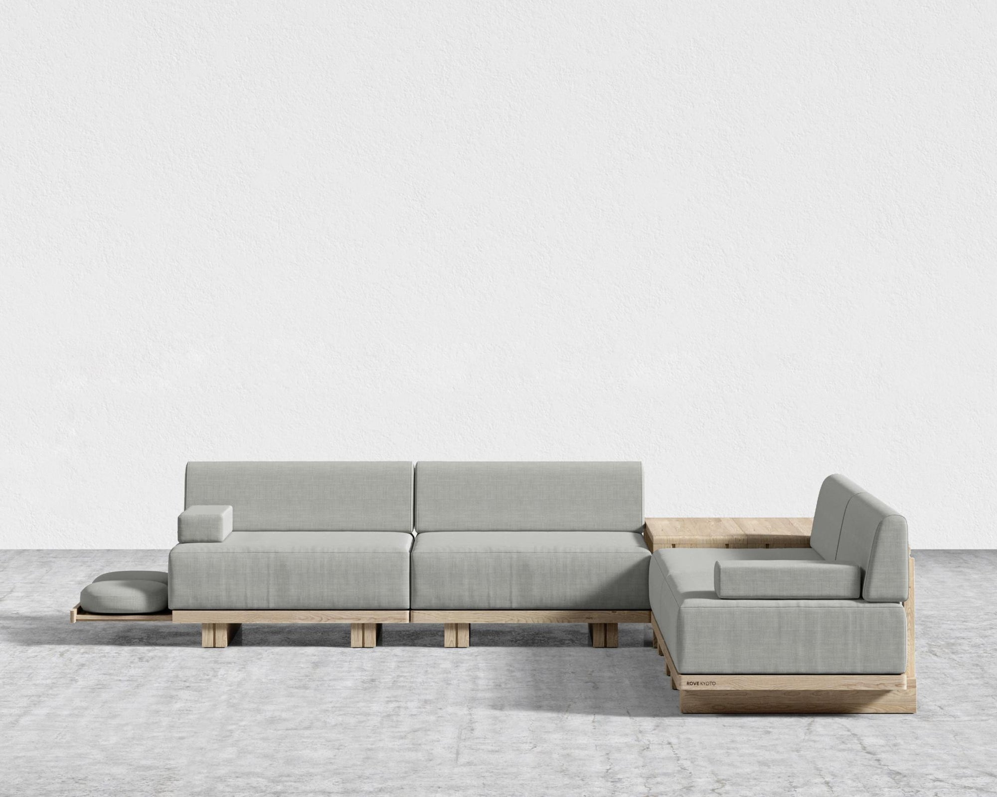 Kyoto L-Sectional - Kyoto Truffle - Deep-cut, Performance Linen - Dove