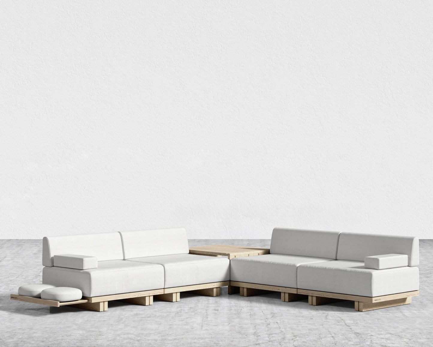 Kyoto L-Sectional - Kyoto Truffle - Deep-cut, Performance Linen - Swan