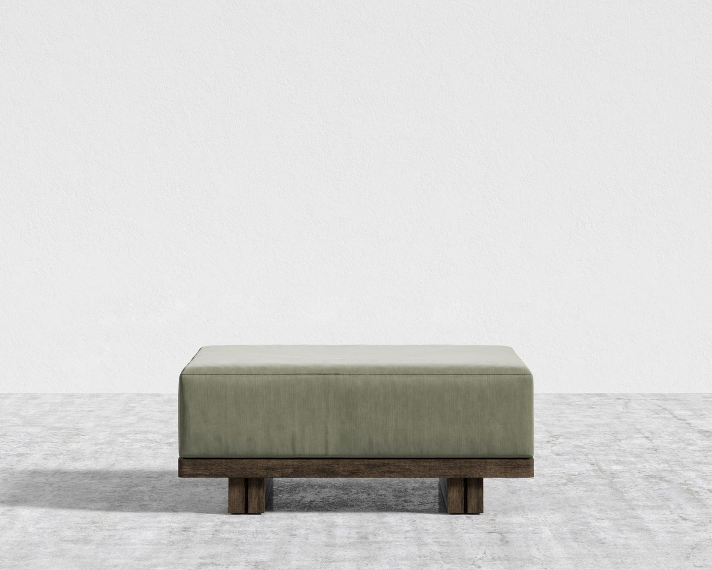 Kyoto Ottoman - Kyoto Truffle - Deep-cut, Cotton Velvet - Verdant
