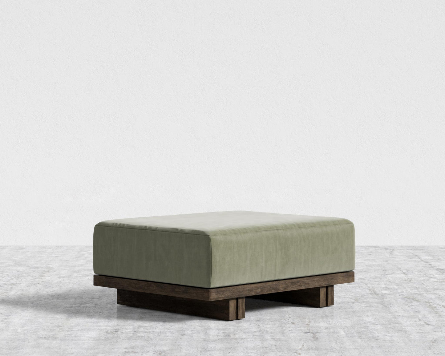 Kyoto Ottoman - Kyoto Truffle - Deep-cut, Cotton Velvet - Verdant