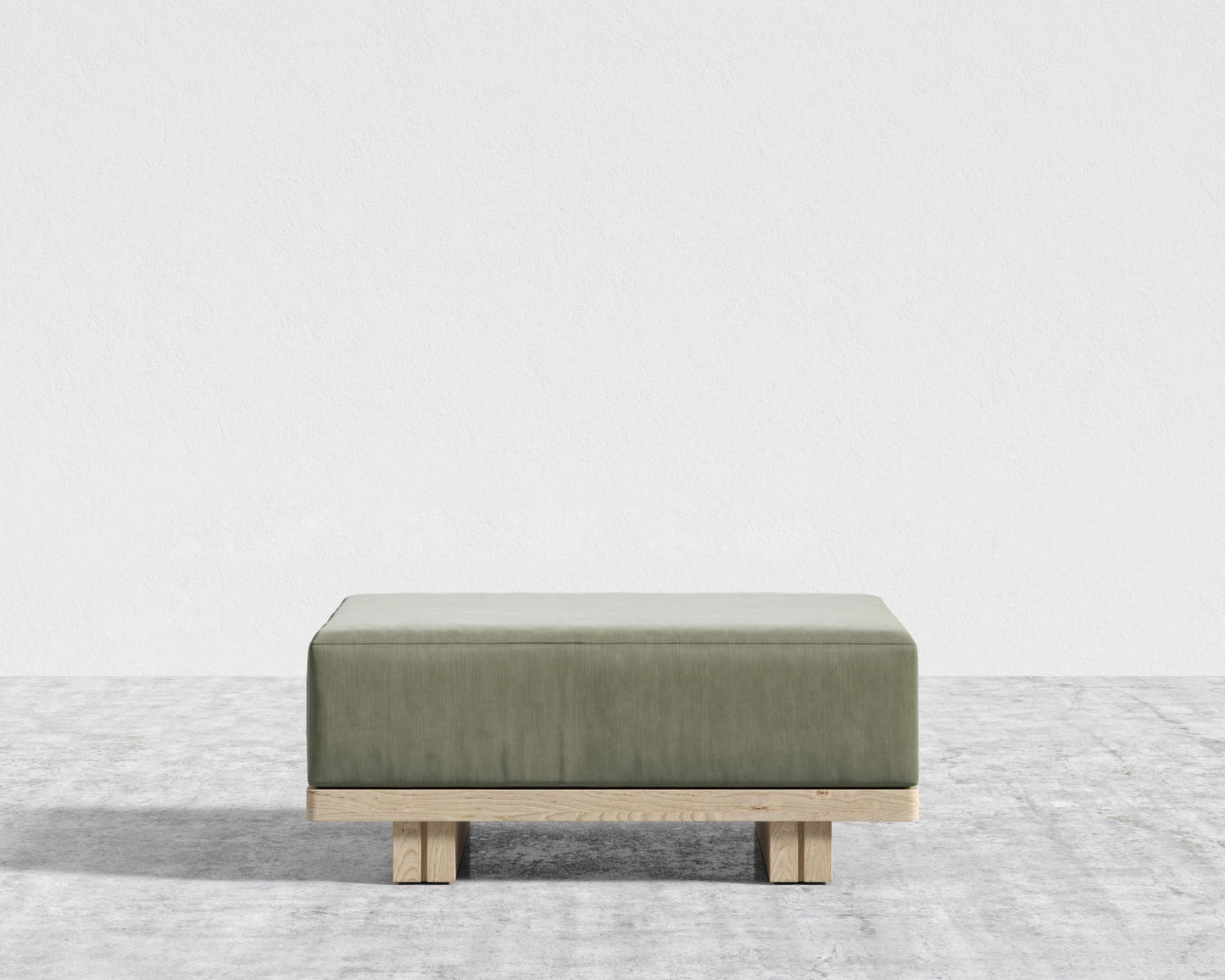 Kyoto Ottoman - Kyoto Truffle - Deep-cut, Cotton Velvet - Verdant