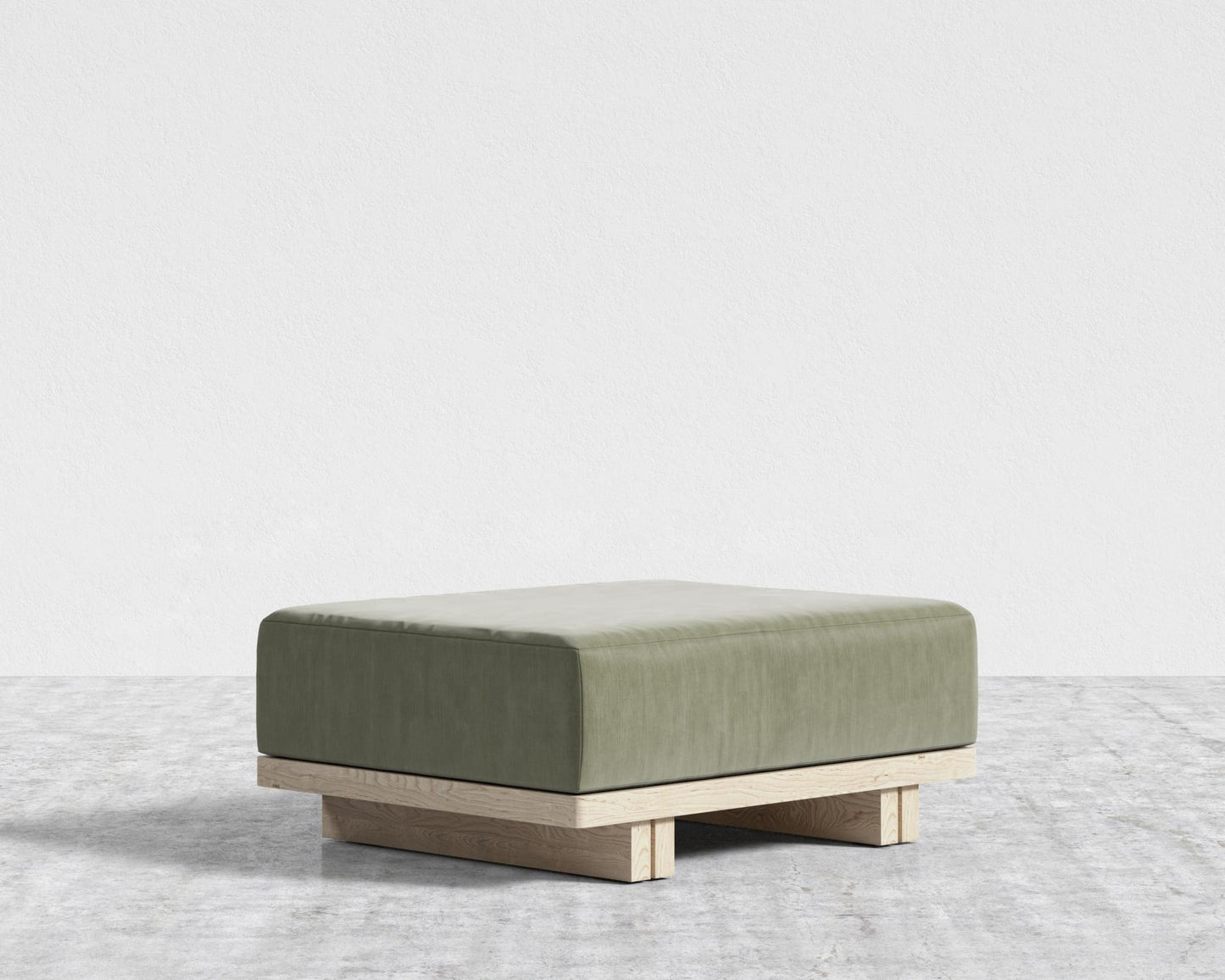 Kyoto Ottoman - Kyoto Truffle - Deep-cut, Cotton Velvet - Verdant