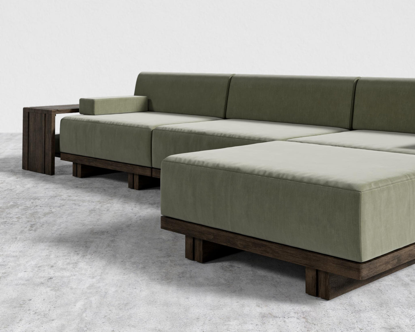 Kyoto Sectional Sofa - Kyoto Truffle - Deep-cut, Cotton Velvet - Verdant
