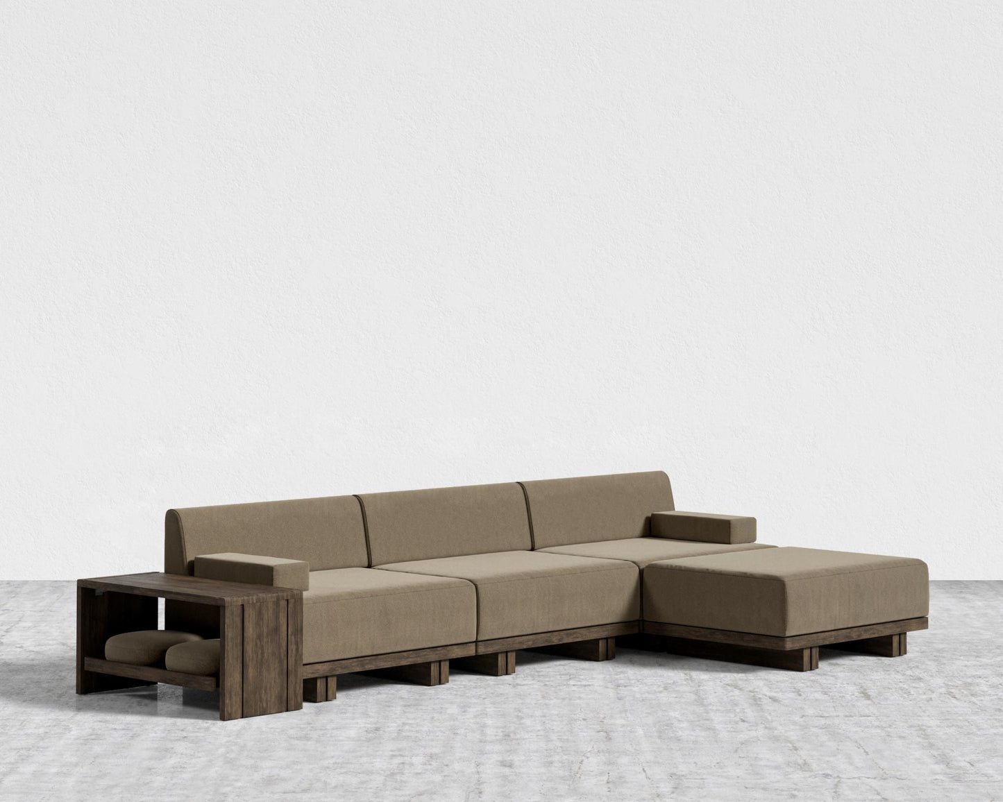 Kyoto Sectional Sofa - Kyoto Truffle - Deep-cut, Ombra Velvet - Smoky Brown