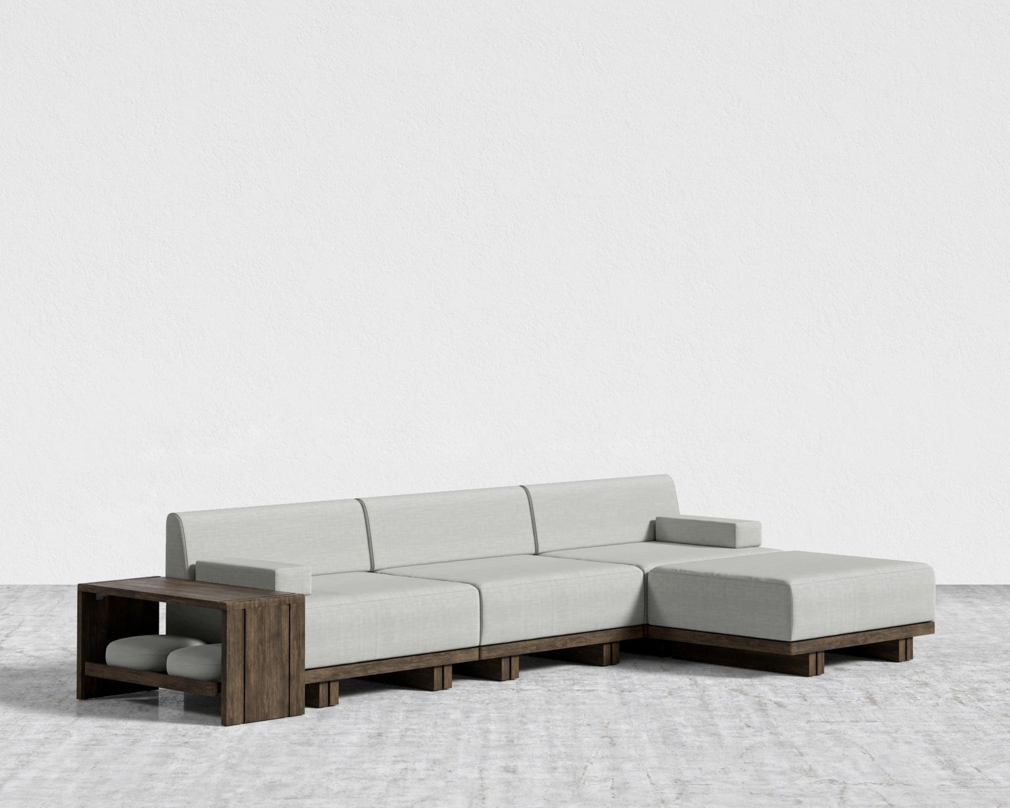 Kyoto Sectional Sofa - Kyoto Truffle - Deep-cut, Performance Linen - Dove