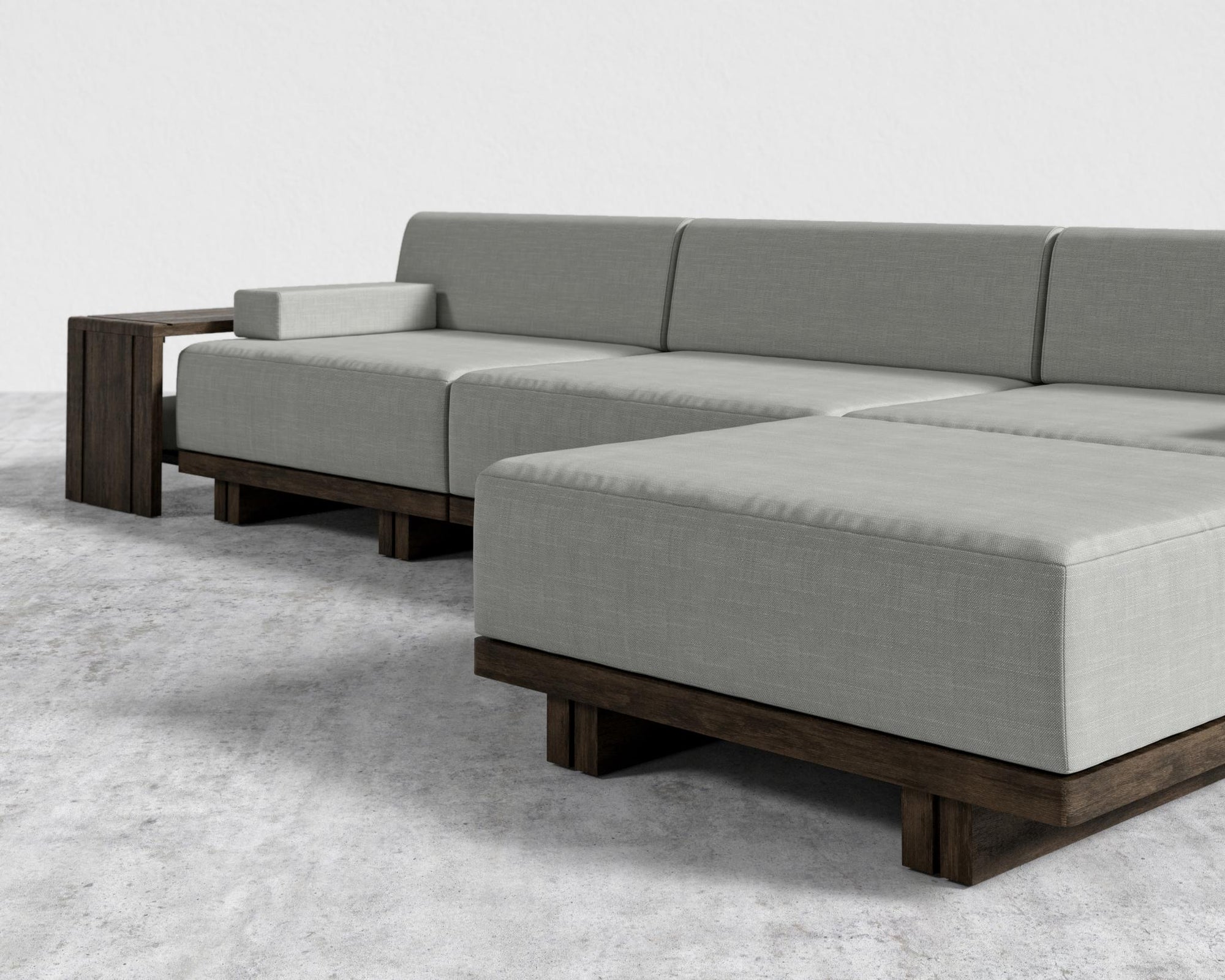 Kyoto Sectional Sofa - Kyoto Truffle - Deep-cut, Performance Linen - Dove