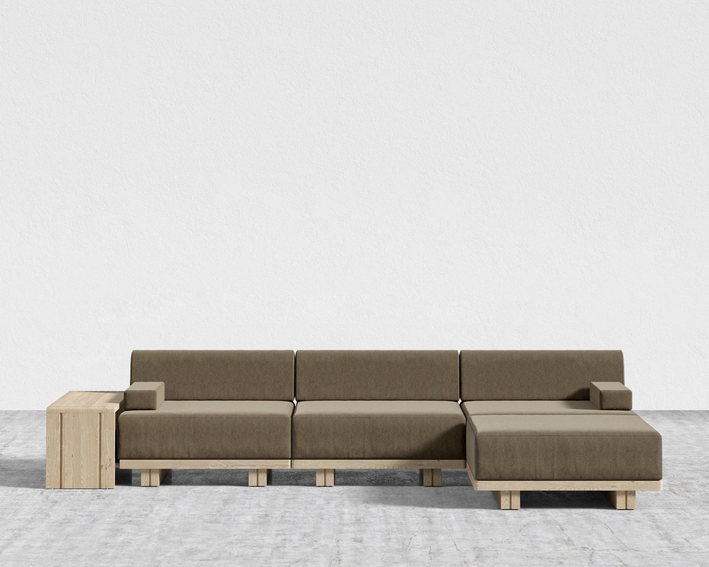 Kyoto Sectional Sofa - Kyoto Truffle - Deep-cut, Ombra Velvet - Smoky Brown