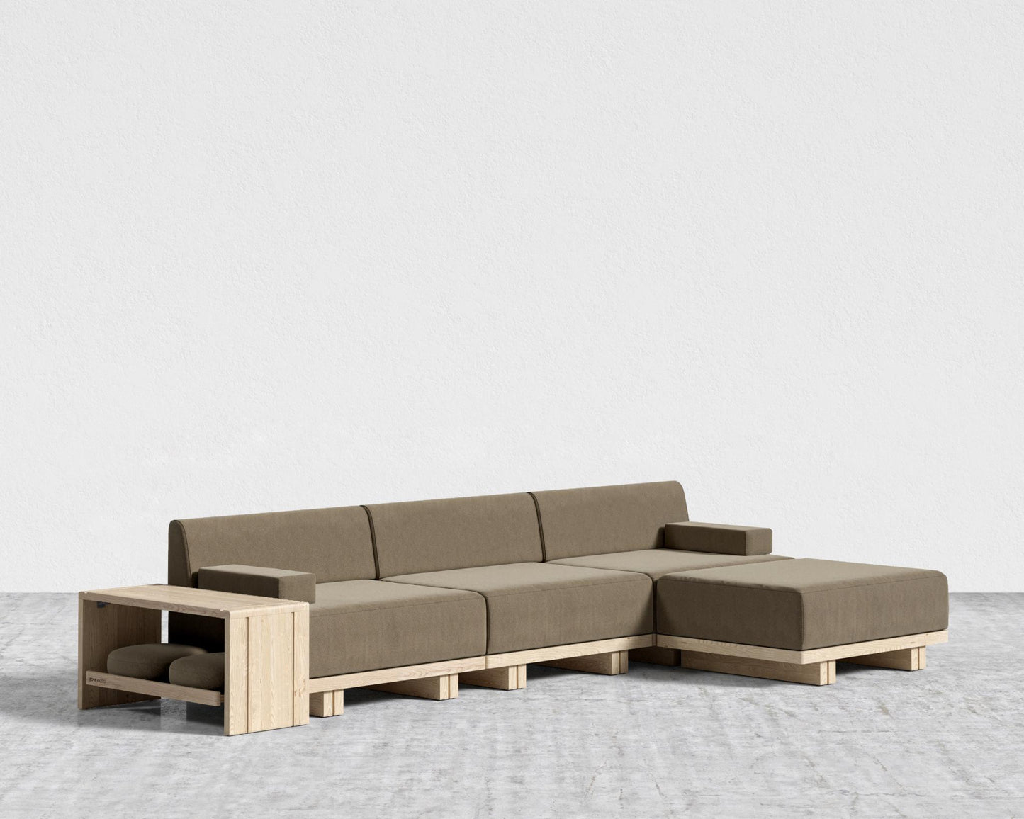 Kyoto Sectional Sofa - Kyoto Truffle - Deep-cut, Ombra Velvet - Smoky Brown