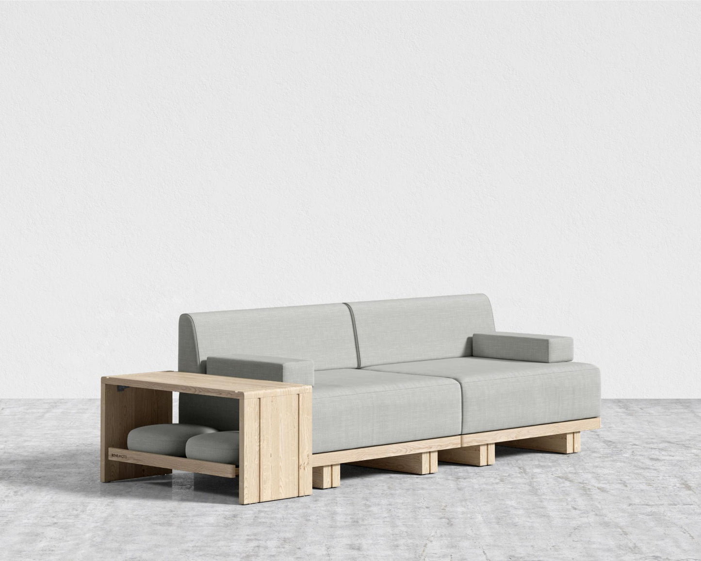 Kyoto Modular Sofa - Kyoto Truffle - Deep-cut, Performance Linen - Dove