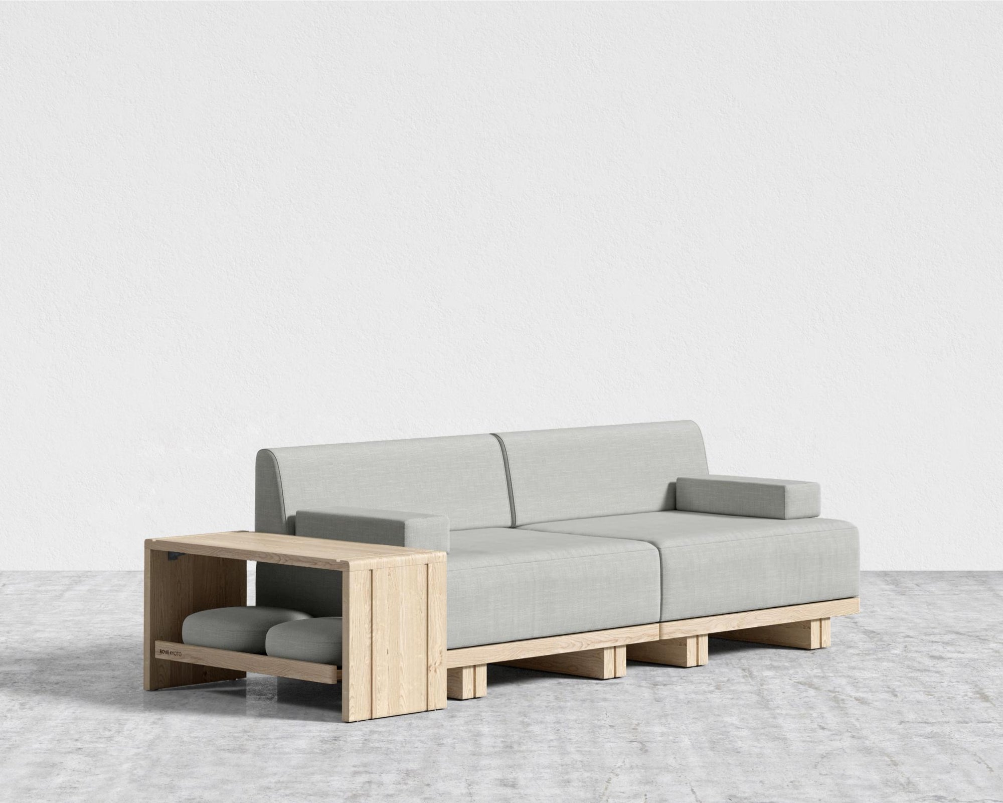 Kyoto Modular Sofa - Kyoto Truffle - Deep-cut, Performance Linen - Dove