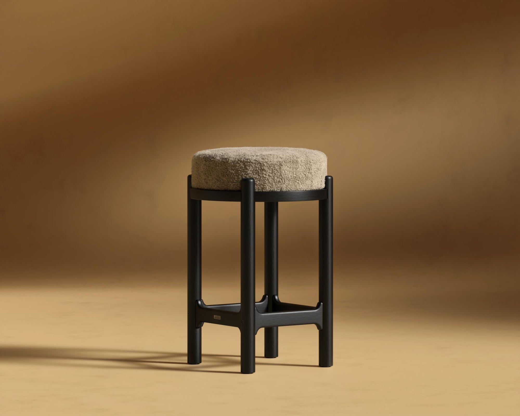 Lana Counter Stool - Ebony, Shearling - Fawn