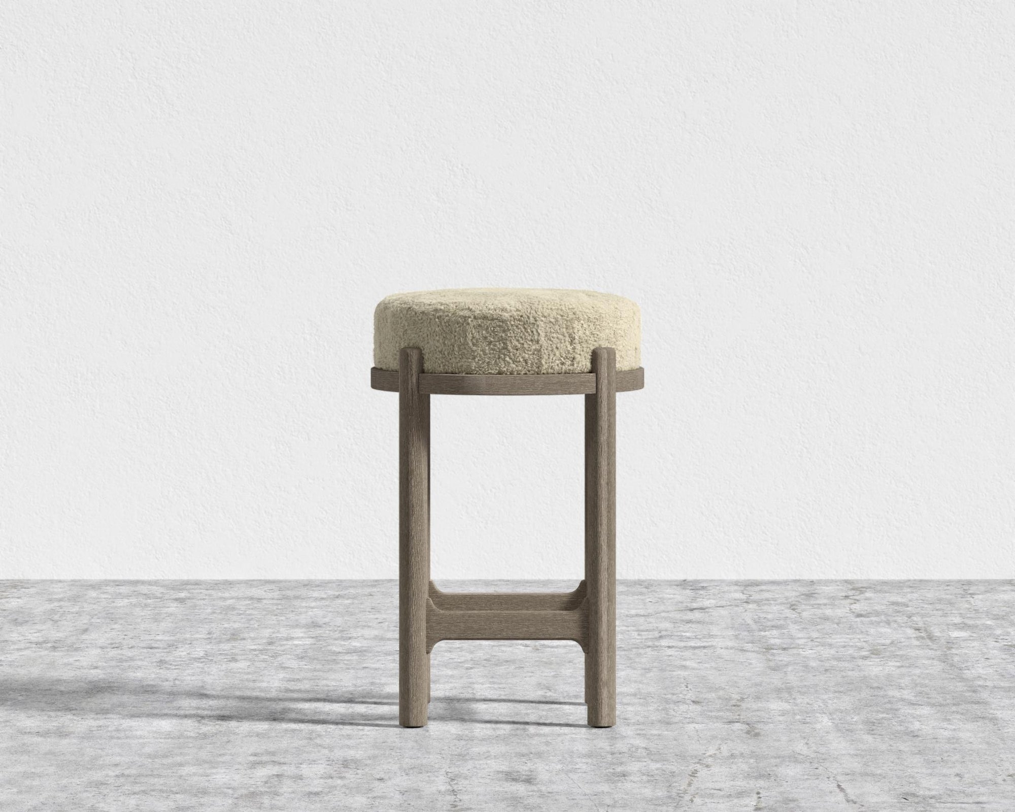 Lana Counter Stool - Grey Oak, Shearling - Almond