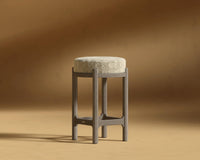 Lana Counter Stool - Grey Oak, Shearling - Almond