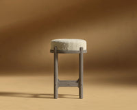 Lana Counter Stool - Grey Oak, Shearling - Almond