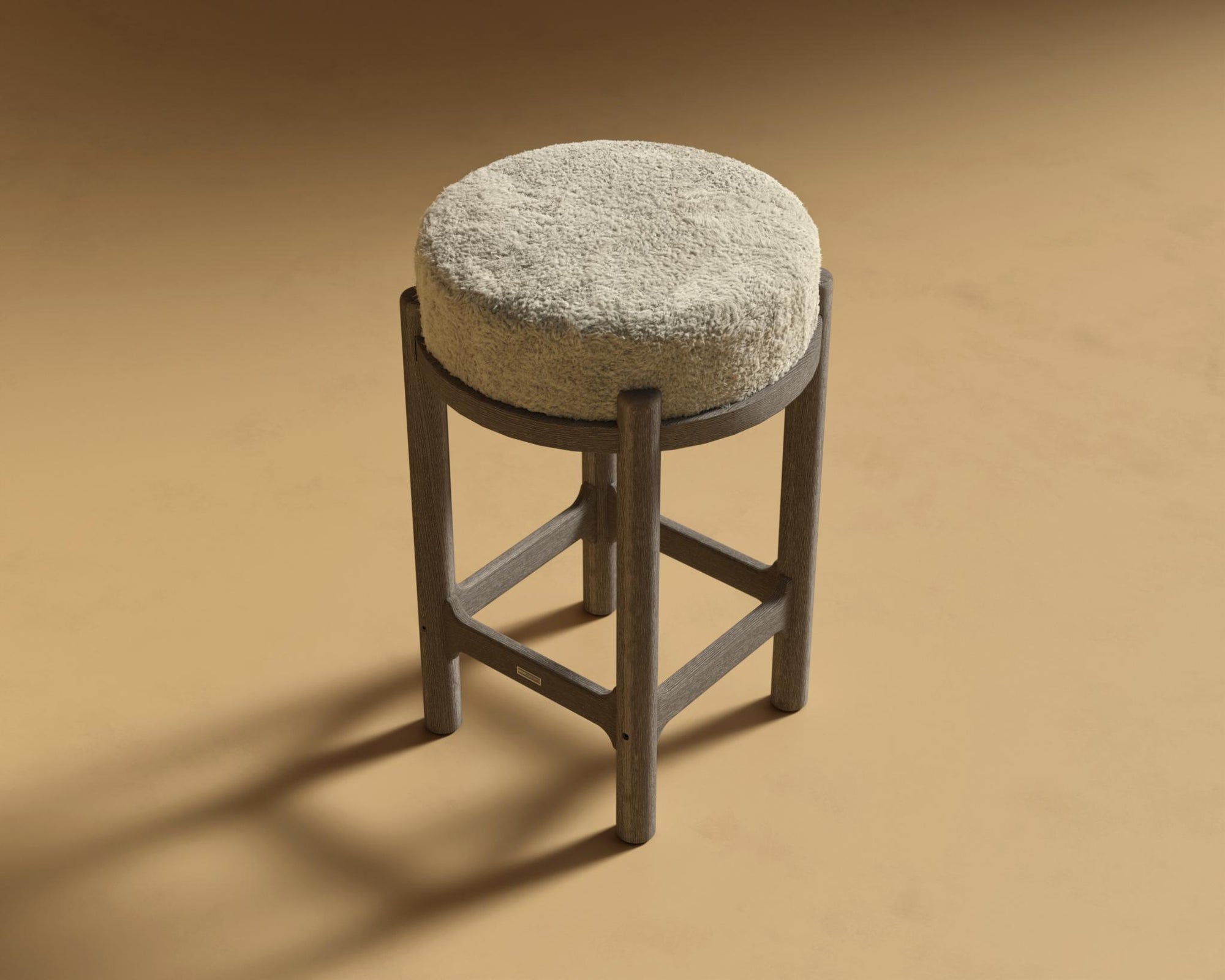 Lana Counter Stool - Grey Oak, Shearling - Almond