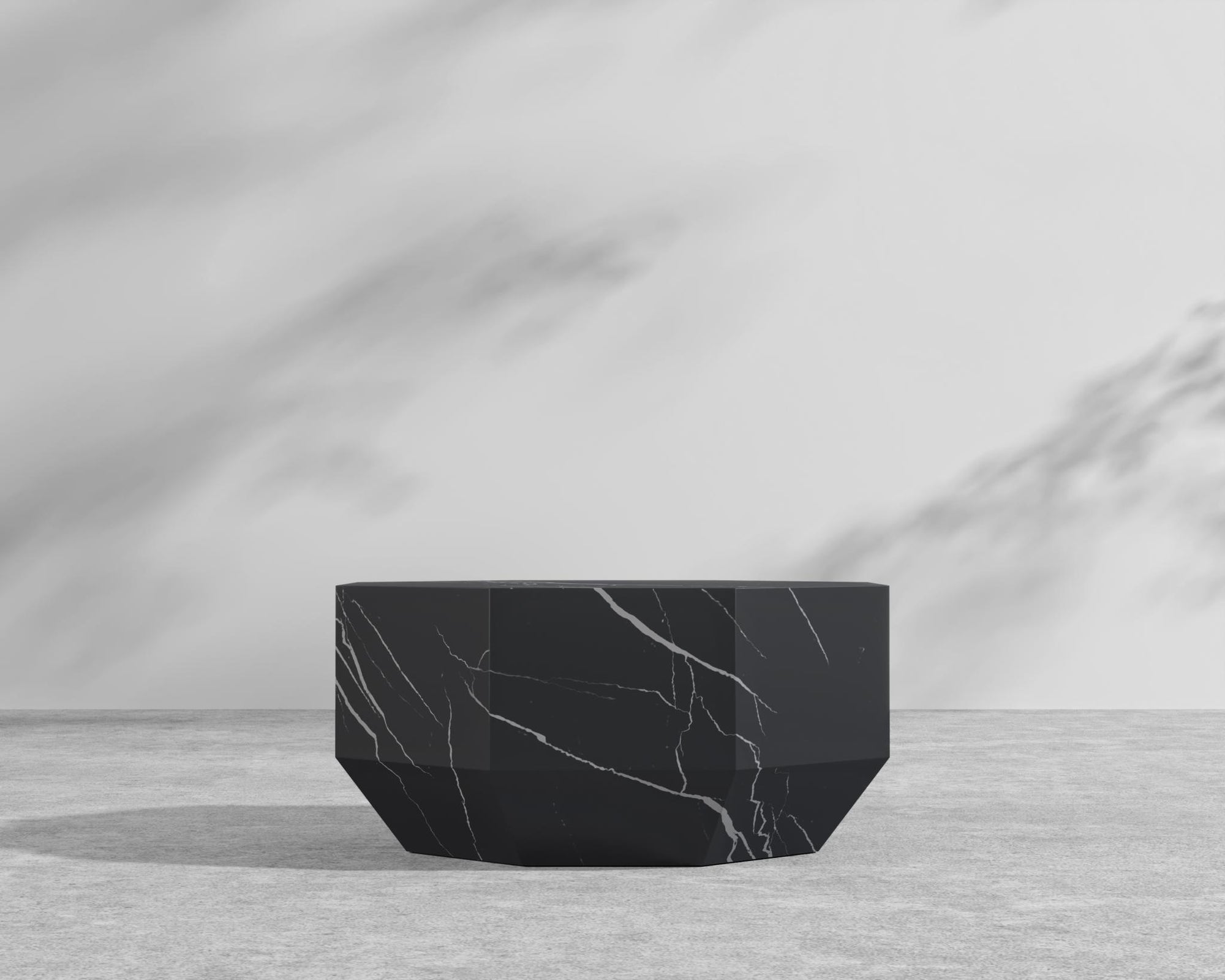 Leia Coffee Table - 29" x 29", Black Pietra Ceramic