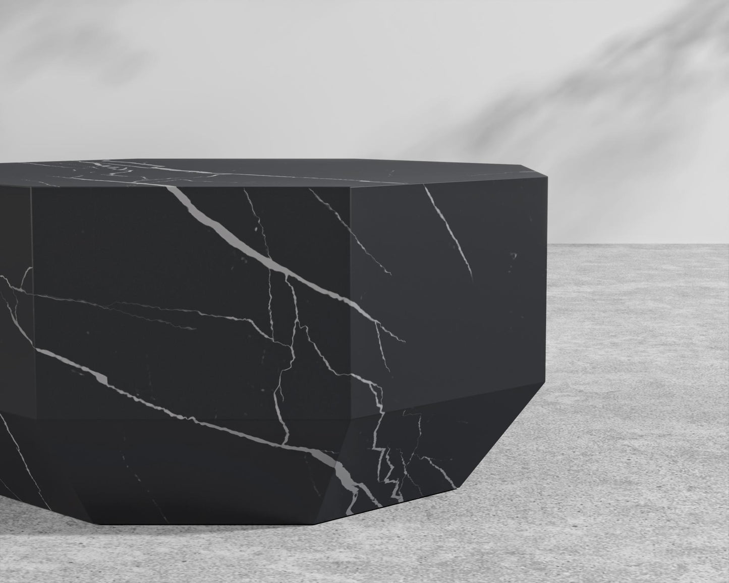 Leia Coffee Table - 29" x 29", Black Pietra Ceramic