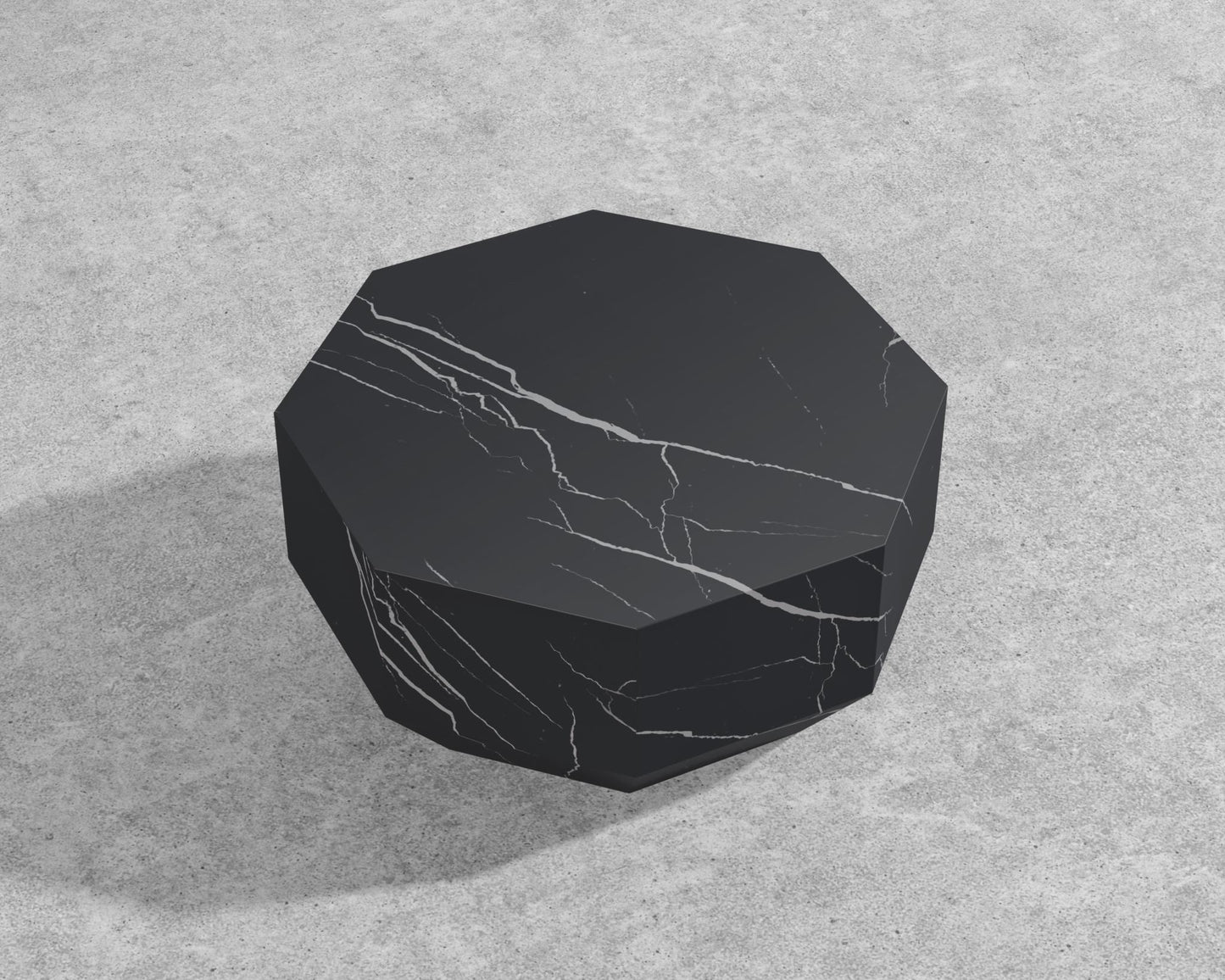 Leia Coffee Table - 29" x 29", Black Pietra Ceramic