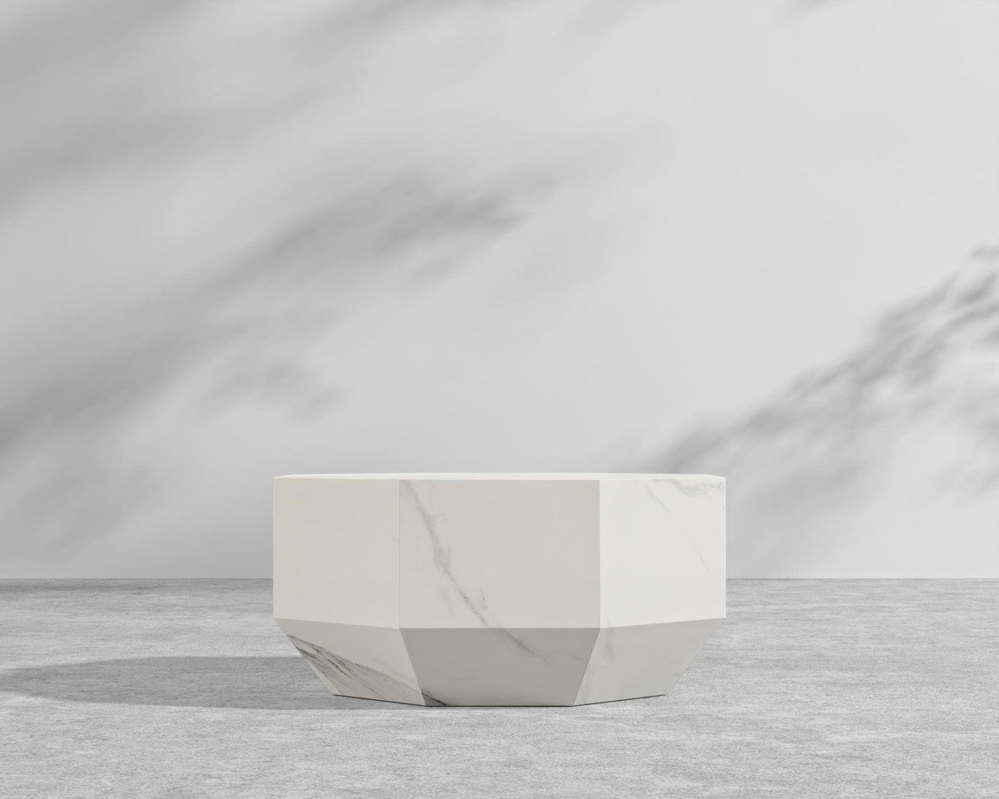 Leia Coffee Table - 29" x 29", White Calacatta Ceramic