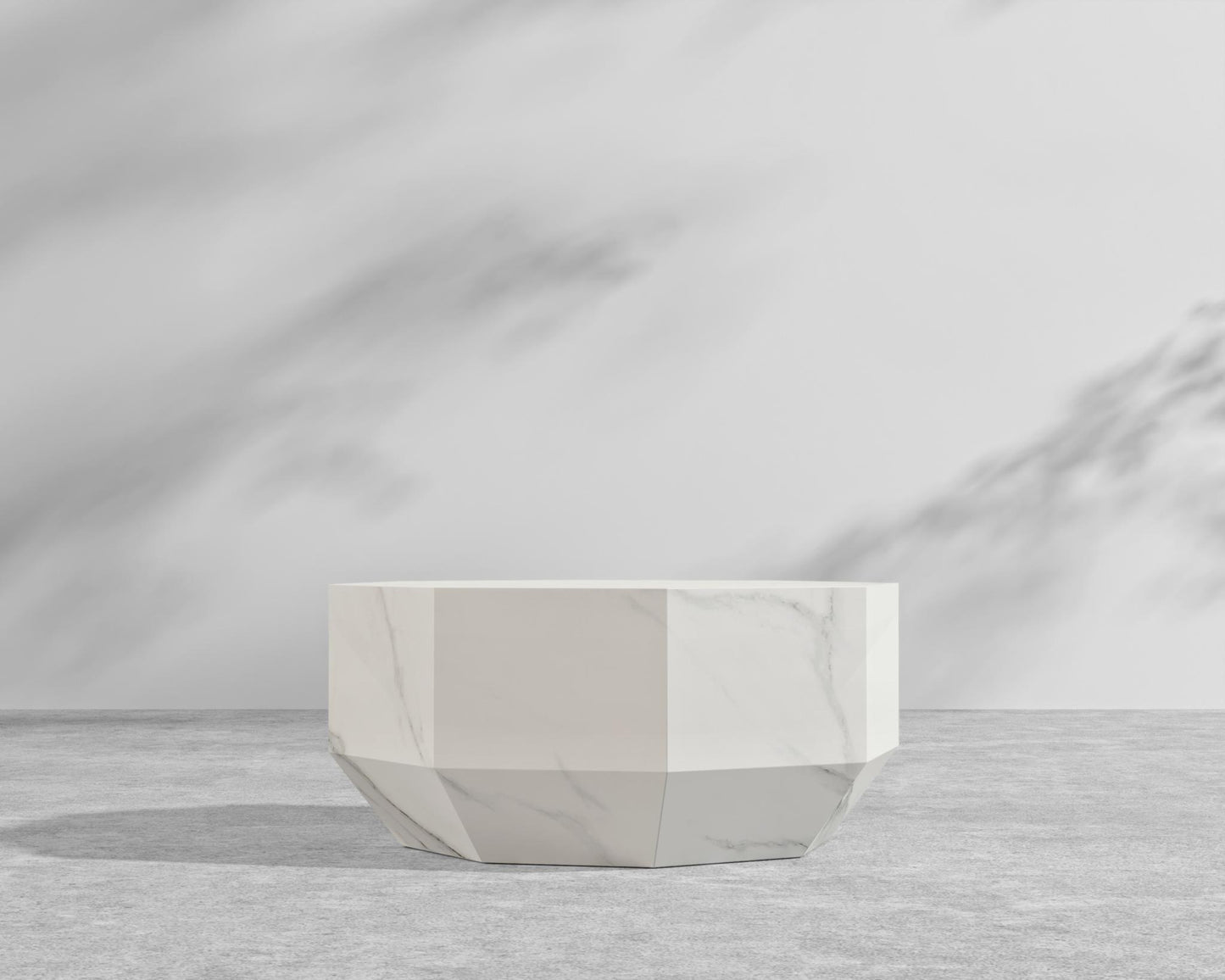 Leia Coffee Table - 29" x 29", White Calacatta Ceramic