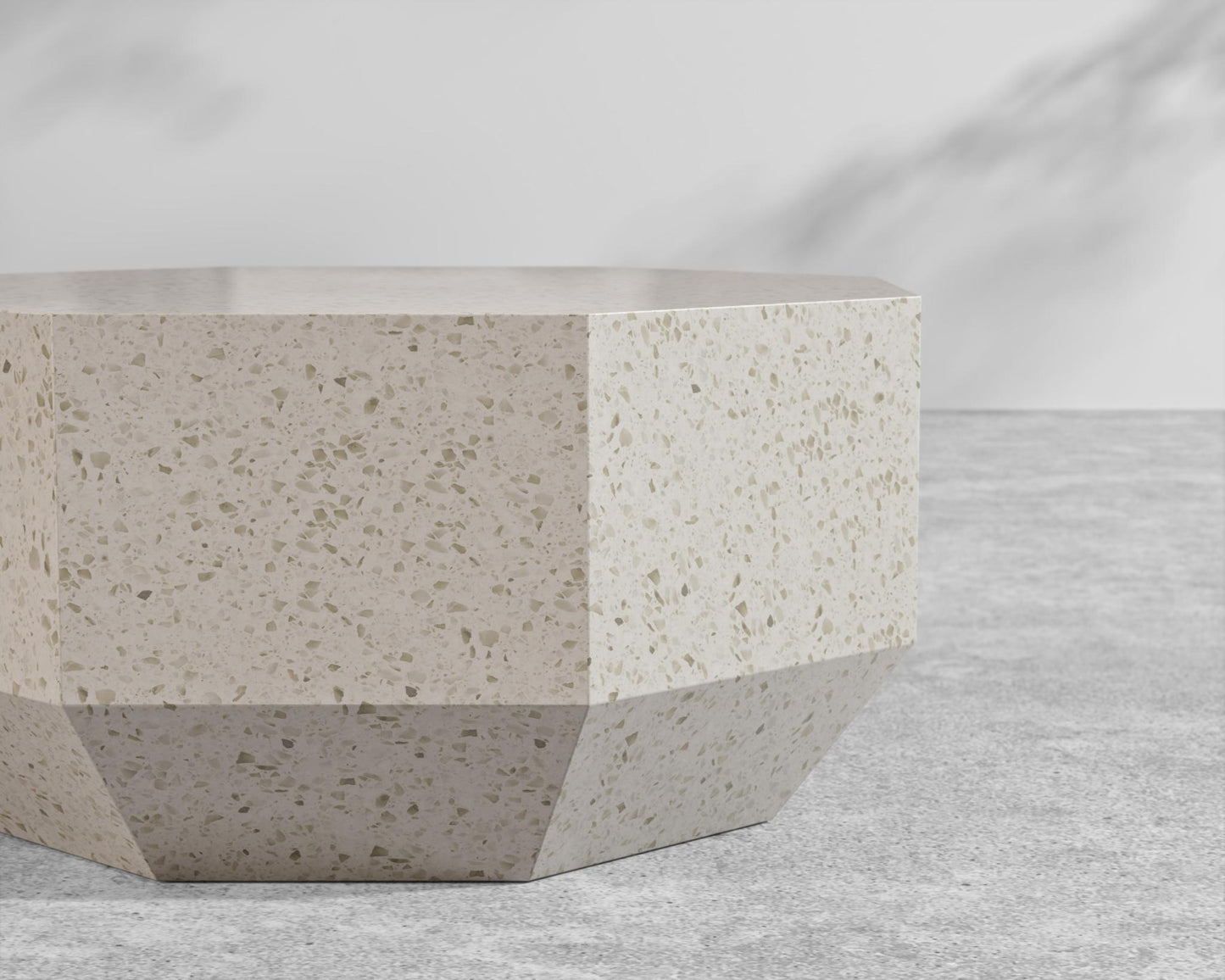 Leia Coffee Table - 29" x 29", White Terrazzo
