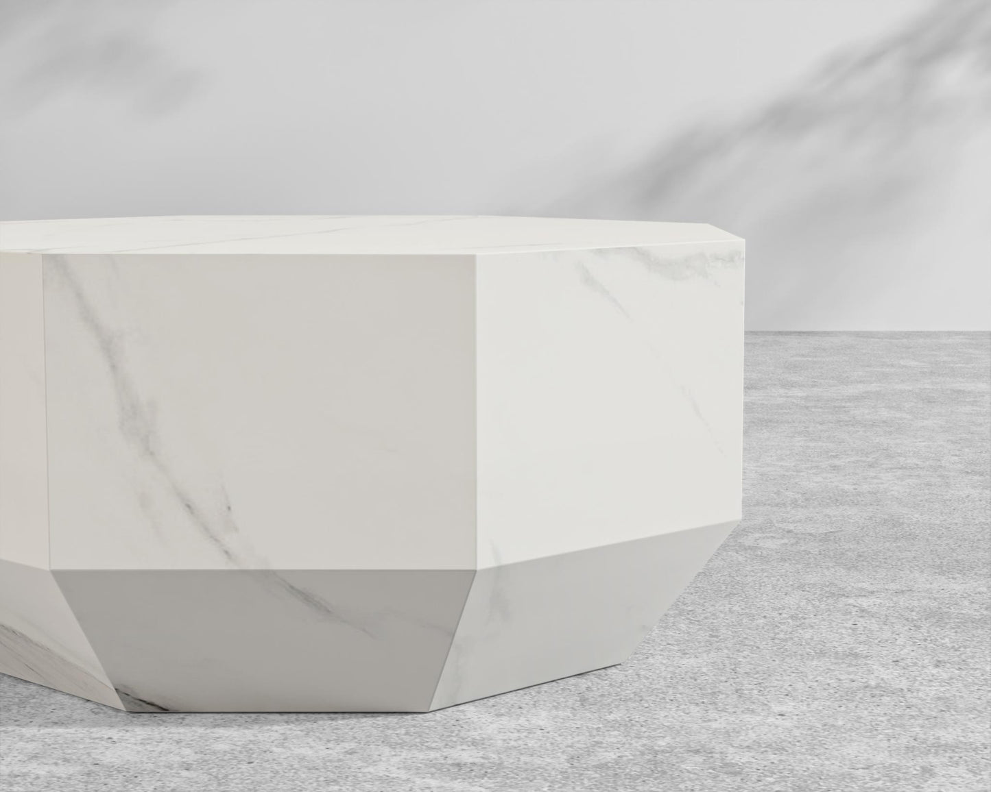 Leia Coffee Table - 29" x 29", White Calacatta Ceramic