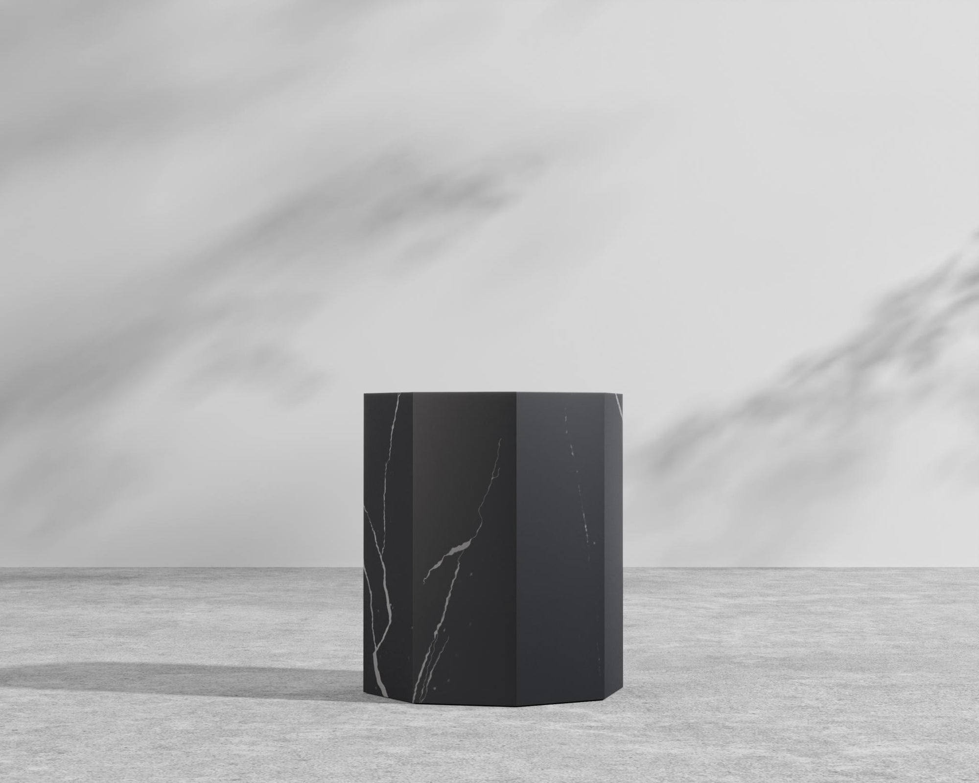 Leia Side Table - 15" x 15", Black Pietra Ceramic