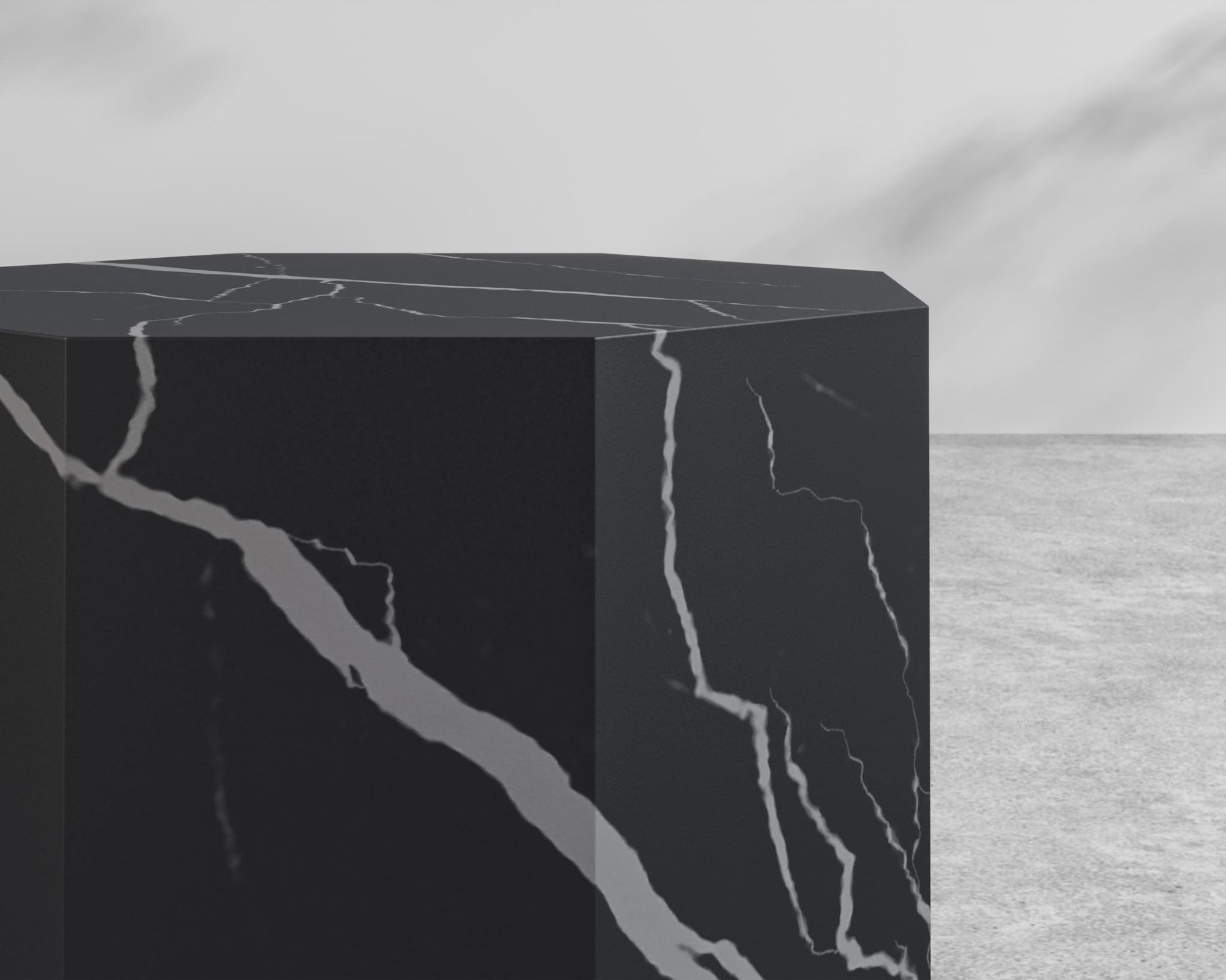 Leia Side Table - 15" x 15", Black Pietra Ceramic